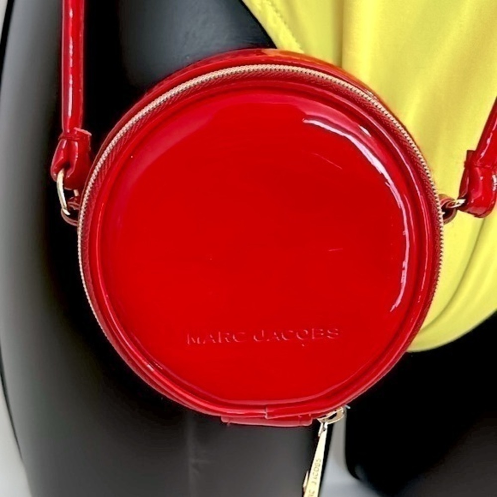 MARC JACOBS Mini 4" Red patent Leather like Crossbody Round Circle mini Bag